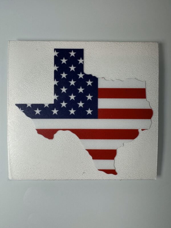 3" x 3" Texas Shaped American Flag Sticker